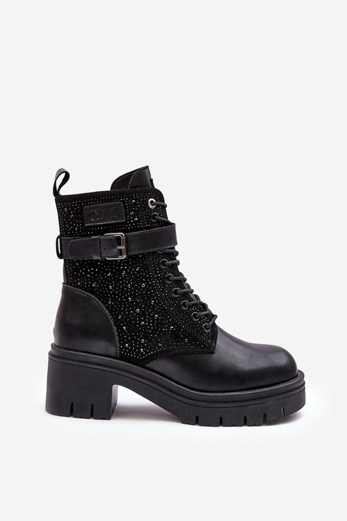 Kůže Botky Workery Zdobené Džetami GOE MM2N4041 Černé