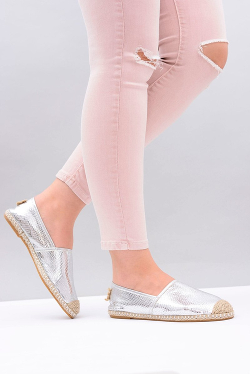 Lu Boo Zasuňte strieborné dámske espadrilles had praay