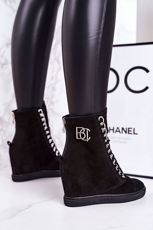 Dámské Semišové Sneakersy BOOCI 2222/066/s Stříbrný řetízek černé