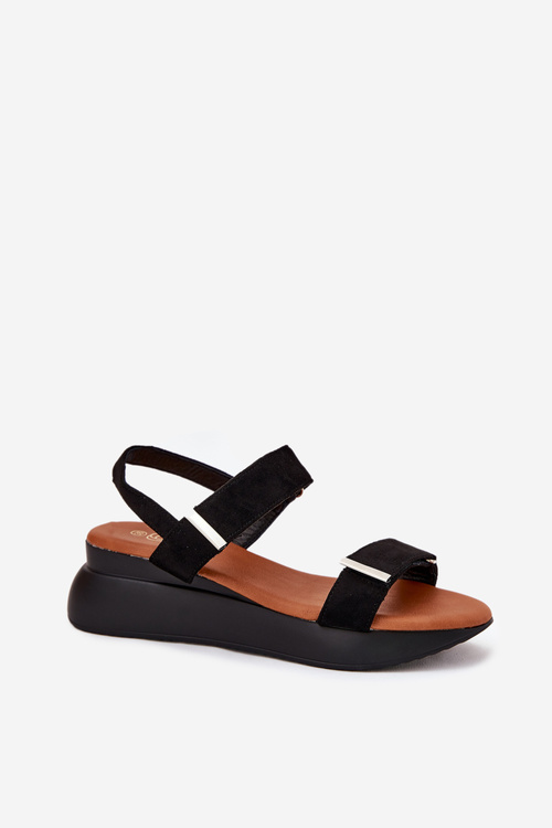 Dámske Sandále Na Klíne Čierne Monera