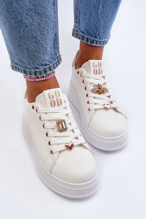 Dámske tenisky na platforme s bielymi ozdobami Herbisa