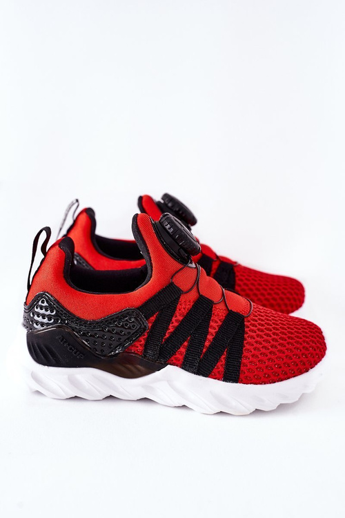 Detské športové topánky s červenou červenou farbou