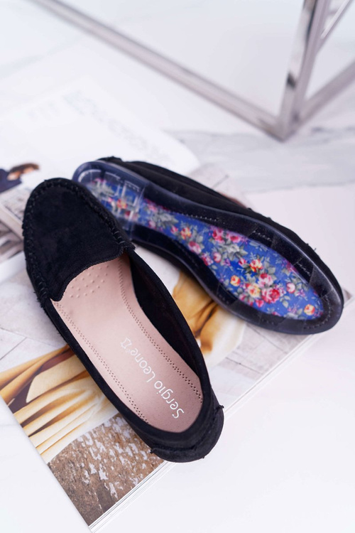 Dámske mokasíry Sergio Leone Suede Black Winted