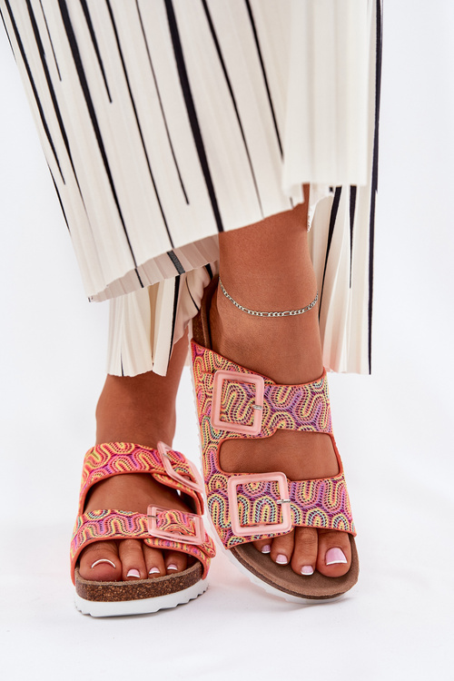 Dámské Pantofle S Přezkami A Leskem Oranžové S.Barski RB51-006