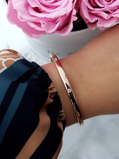 Dámský Náramek Ocel se zirkonem růžový zlatý Ursa