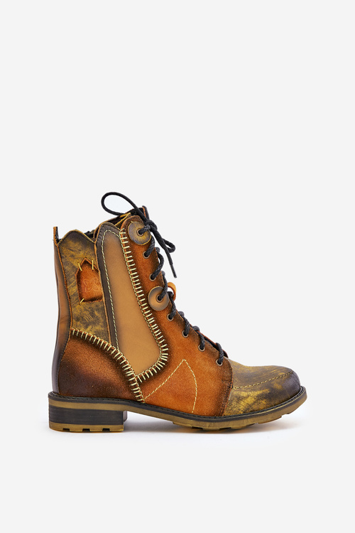 Dámske Kožené Čižmy Na Plochéj Päte Maciejka 06719-07 Žlté