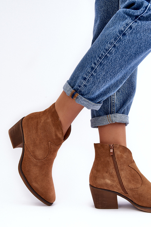 Kůže Boty Cowboy Na Zip D&A SN622-29 Camel