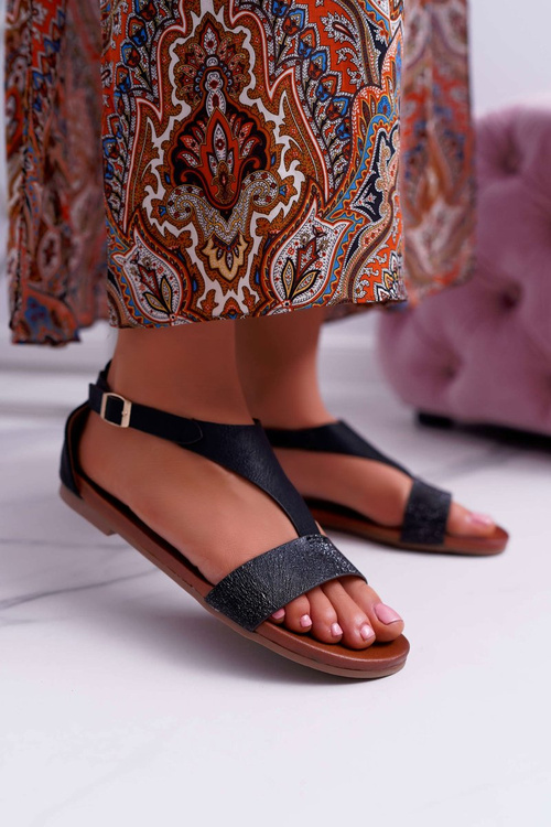 Dámske ploché sandále Sergio Leone SK020 Čierna MAGRA