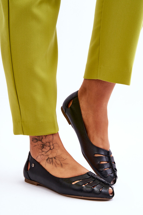 Pohodlné kožené dámské baleríny Černe Luka