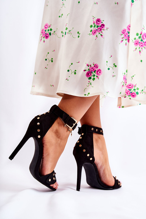 Dámské sandály na vysokých podpatcích s cvočky černá Carolyn