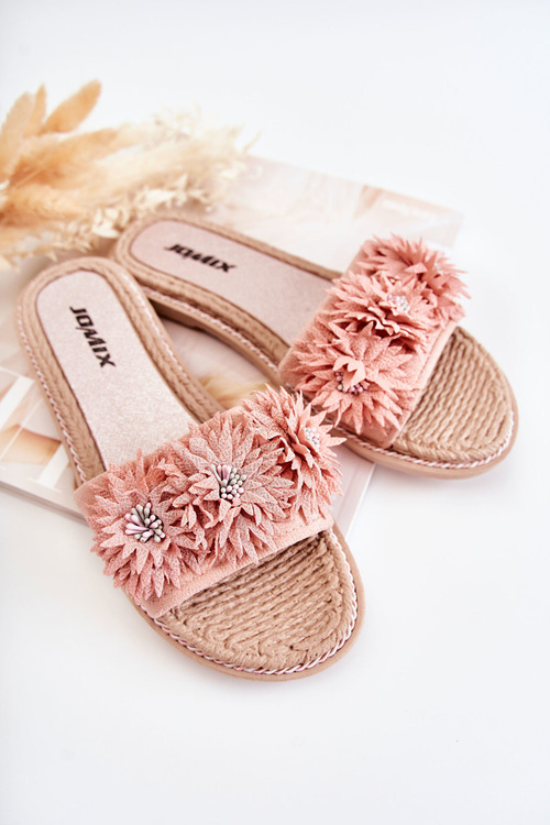 Dámske flip -flops s látkovými kvetmi ružová Susana