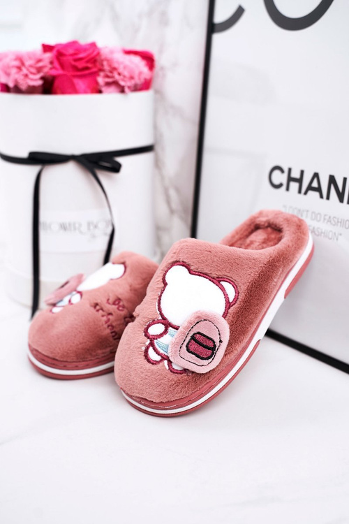 Dětské Domácí Pantofle S Medvědem Práškově Růžová Go To School