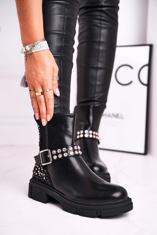 Dámske topánky s kamienkami čierna giuliana