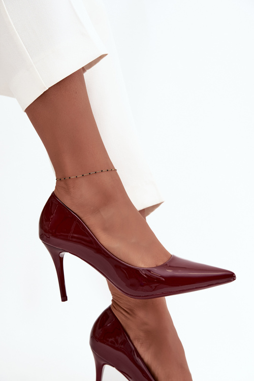 Lakované ekokůže dámské lodičky s špičatými nosy bordó Jadira