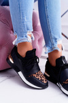 Dámske športové čierne topánky Leopard Spots Elanco