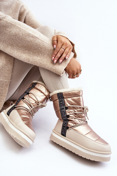 Dámské sněhule s vázáním béžové Lilara