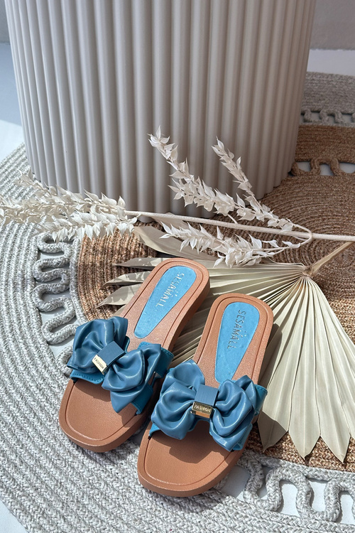 Dámské Žabky S Mašlí Modré Rivarina