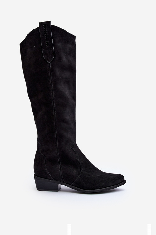 Zazoo 3427 Dámske Semišové Kozáčiky Cowboy Čierne