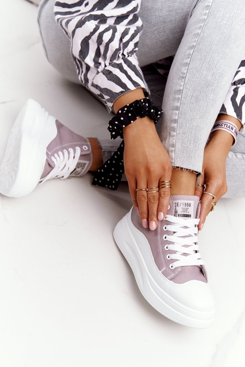 Dámské Vysoké Tenisky Na Platformě Šedé Nice Girl