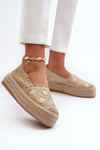 Dámske čipkované espadrily na platforme zlaté Elarose