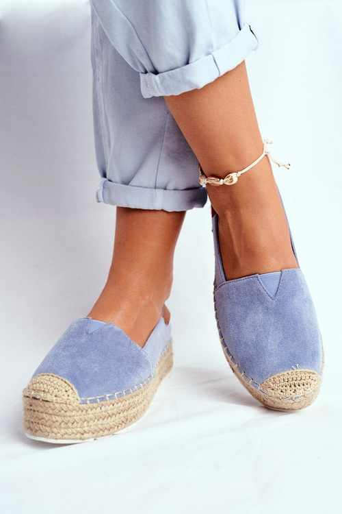 Dámske espadrilles na platforme Blue La Playa Linen