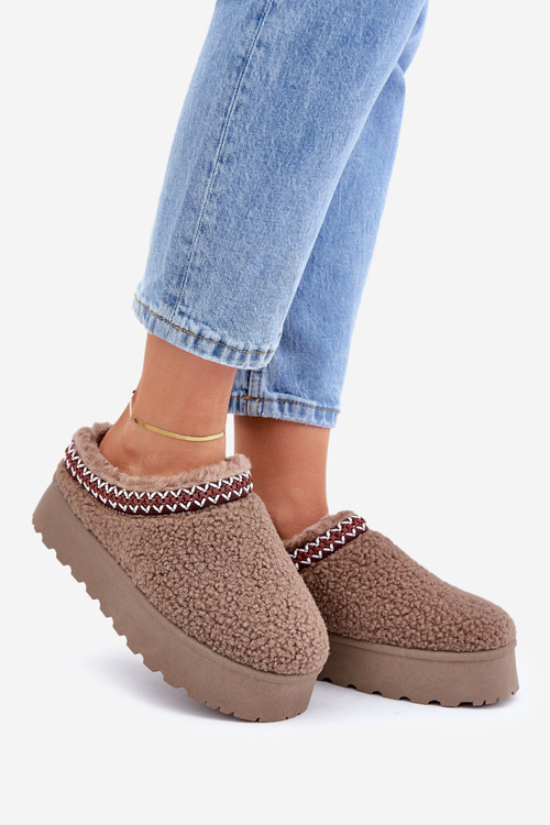 Snehule Papuče Na Platforme S Kožušinou Typu Baran Hnedé Ovirissa