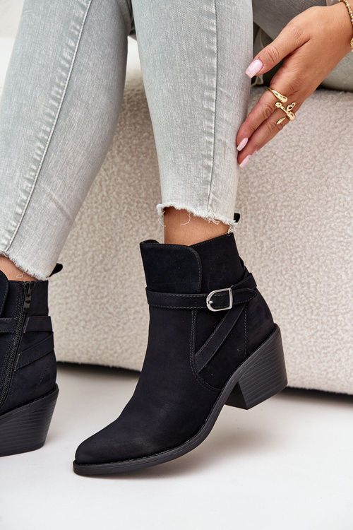 Kovbojské Čižmy Na Opätku S Špicatými Nosmi Zateplené Na Zips Čierne Glamer