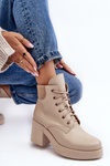 Dámske kožené topánky na poštovej béžovej leocere