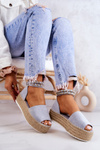 Espadrilles sandále na modrej platforme Jeannie