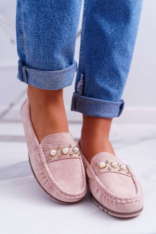 Dámské Mokasíny s Perlami Růžové Noell