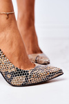 Lodičky Na Podpatku Se Zvířecím Vzorem Lewski Shoes 2453 Černé-Béžové