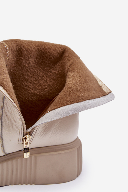 Dámské kožené boty na platformě světlá bež Lemar Jenefer