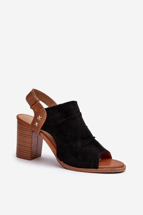 Dámské sandály na podpatku černé Rosca