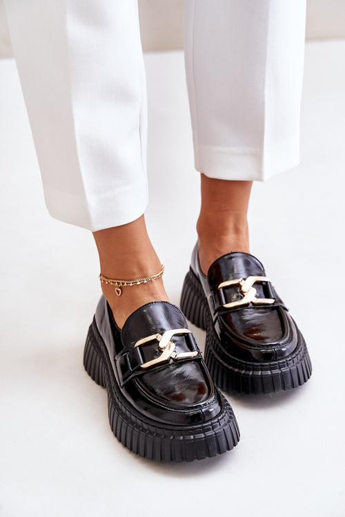 Zazoo 20176 Lakované Polobotky Mokasíny Dámske Z Prírodnej Kože Tmavozelené