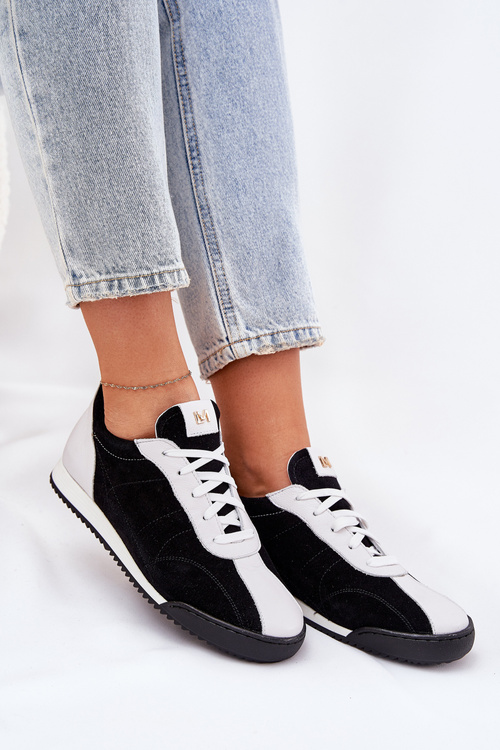 Dámské Kožené Sportovní Boty Laura Messi 2935 Černé