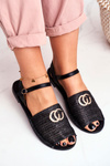 Čierne dámske ploché sandále lu boo pletené Felicia