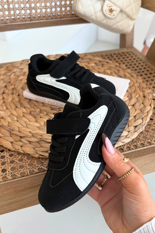 Dětské sportovní boty s přezkou Černo-bílé Perrin