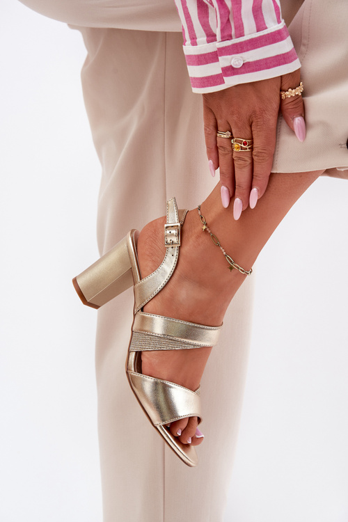 Dámske Sandále Na Opätku Sergio Leone SK866 Zlaté