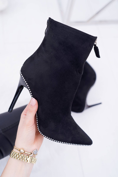 Dámske vysoké podpätky lu boo dva semišové posúvače čierne Suzy