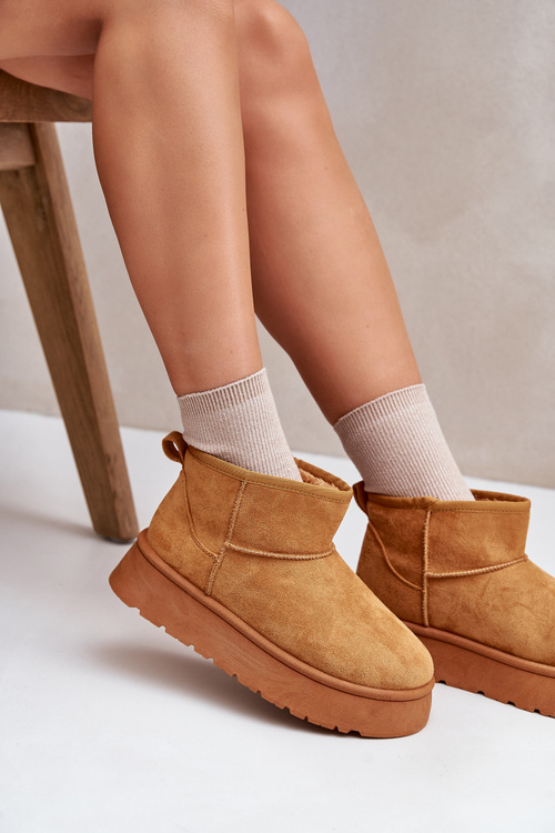 Nízke Dámske Snehule Na Platforme Zateplené Kožušinou Camel Saldren