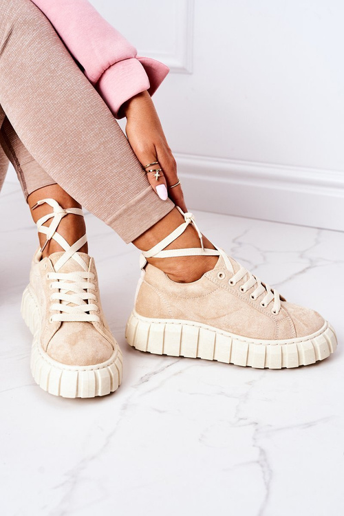 Čokoľvek semišové tenisky na béžovej platforme