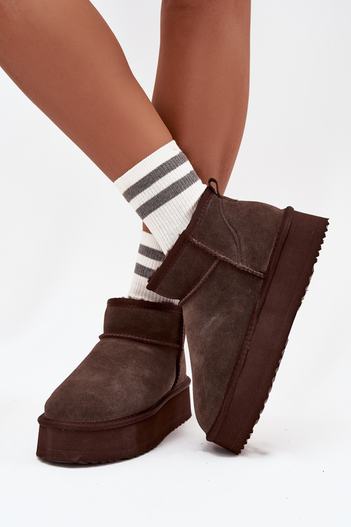 Semišové zimní boty pro ženy Vinceza 97962 čokoládové
