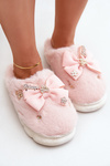 Futřené Pantofle Se Stužkou A Připínáčky Růžové Annalira