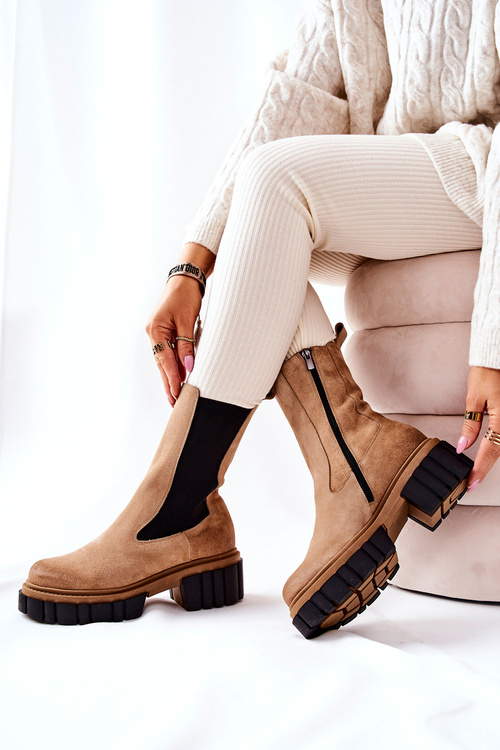 Kožené topánky Laura Messi béžová 2421