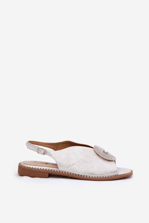 Lesklé Dámske Sandále S Ozdobným Detailem S.Barski KV51-012 Strieborné