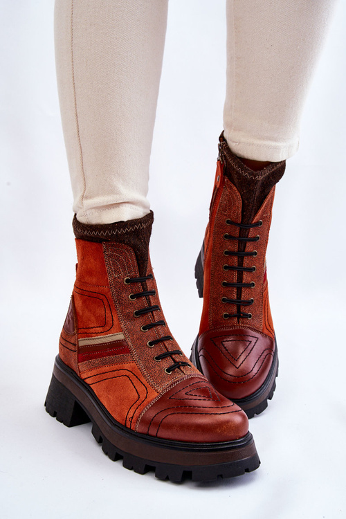 Maciejka ploché kožené topánky 05624-08 Orange-Brown
