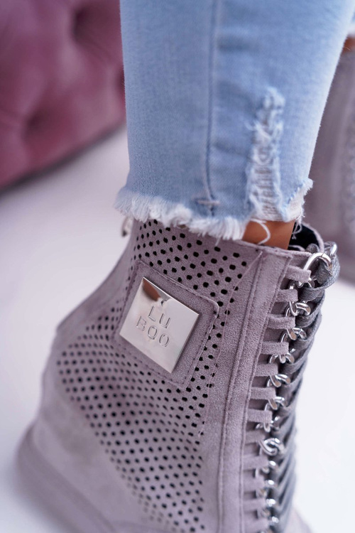 Dámská Obuv Sneakers Lu Boo Semišové Perforované šedé Clamma