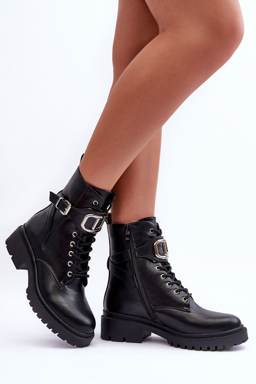 Módne topánky s dekoráciou čierna ollia