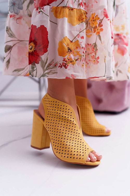 Dámské Sandály Na Podpatku Peep Toe Žluté Nevienna