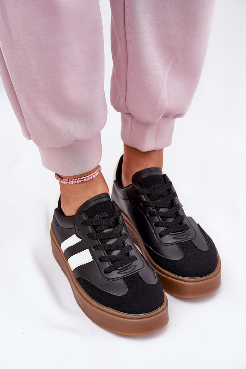 Dámské tenisky na platformě z eko kůže černé Elaraven